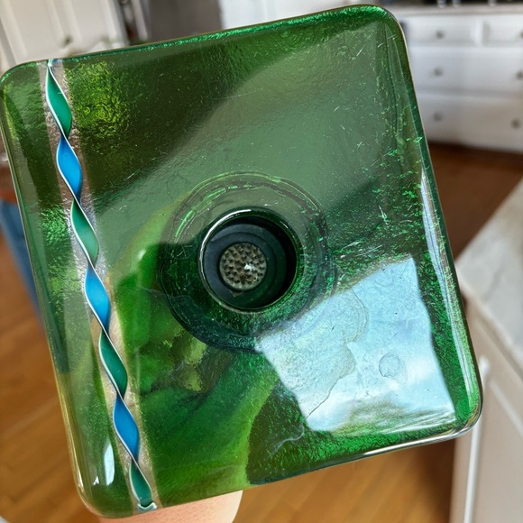 Green Modern Art Glass Flower Frog Vase - Picture 1 of 8